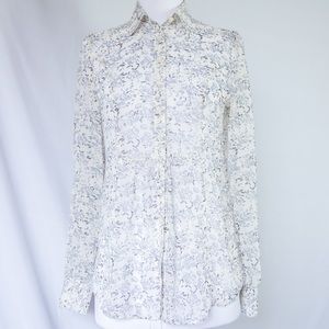 Semi sheer Y2K floral print babydoll romantic blouse